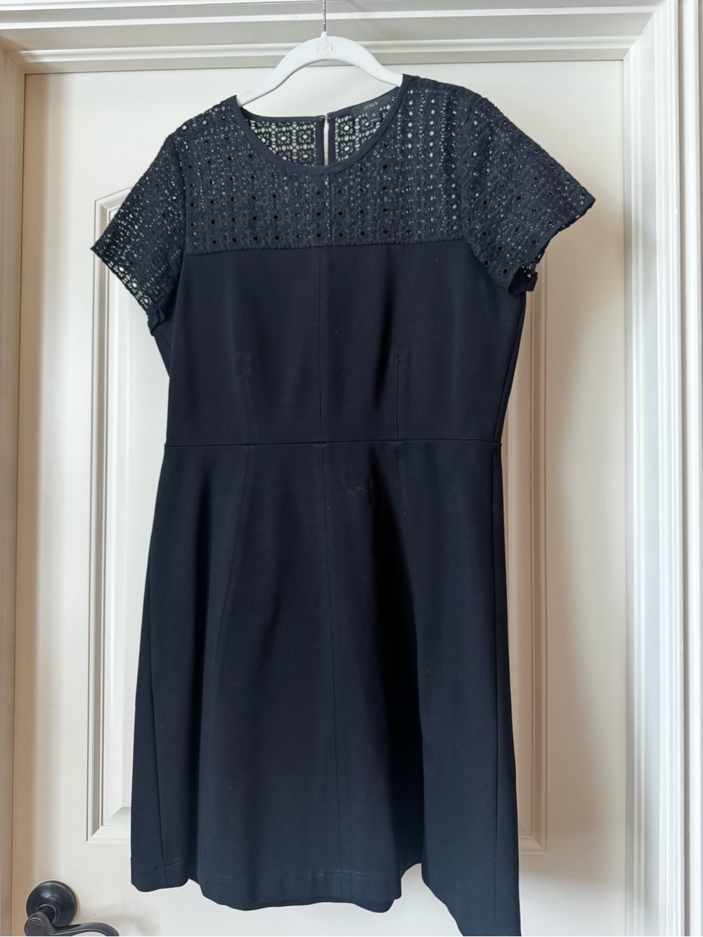 J. Crew Black Lace Yoke Fit-and-Flare Mini Dress